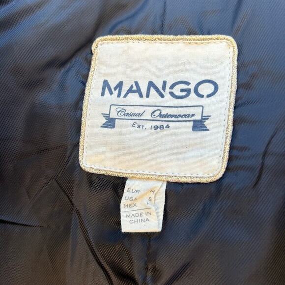 Mango Women’s Quilted Faux Leather Wool Button Up Coat Jacket Black Small - Picture 9 of 12